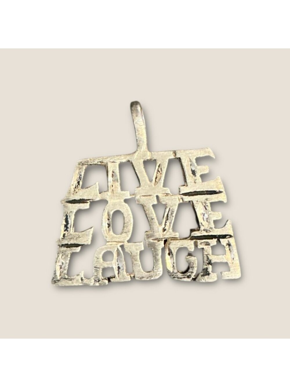Vintage Sterling Silver "Live Love Laugh" Pendant Charm .5 x .5 Inches 1.5 Grams